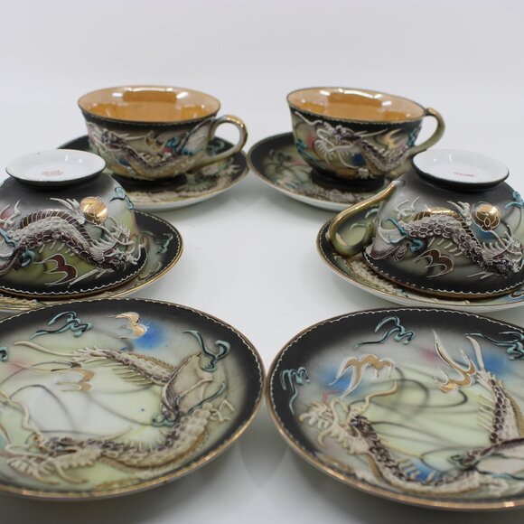 Vintage Japanize Hand Painted Mori age Dragon Set of 21 Pieces Tea Coffee Set